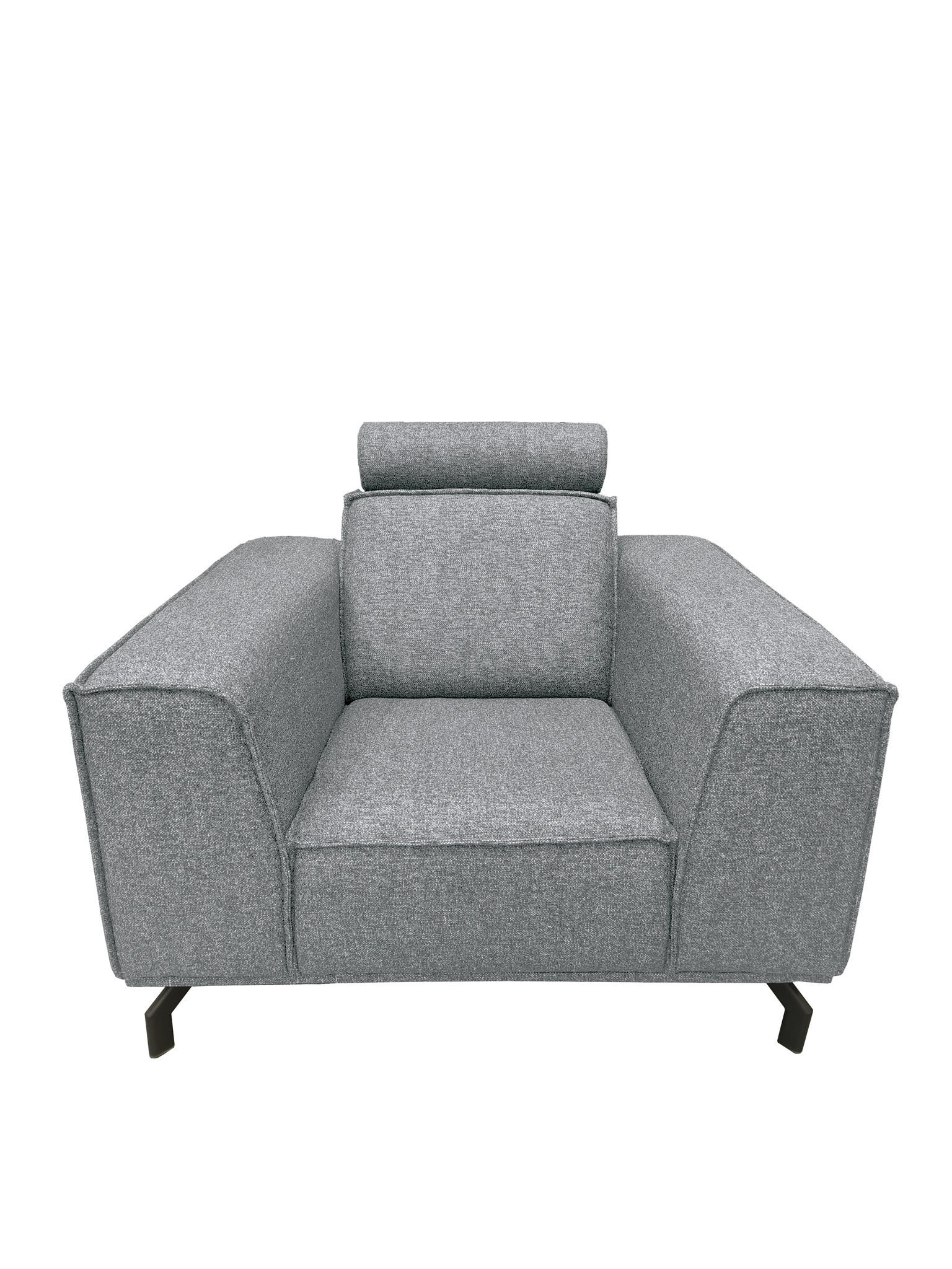 POLSTERSESSEL Selena - Hellgrau, Verstellbare Kopfstützen und Metall Füßen - Hellgrau/Schwarz, Kunststoff/Textil (109/90/95cm) - KS Home Concept