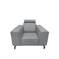 POLSTERSESSEL Selena - Hellgrau, Verstellbare Kopfstützen und Metall Füßen - Hellgrau/Schwarz, Kunststoff/Textil (109/90/95cm) - KS Home Concept