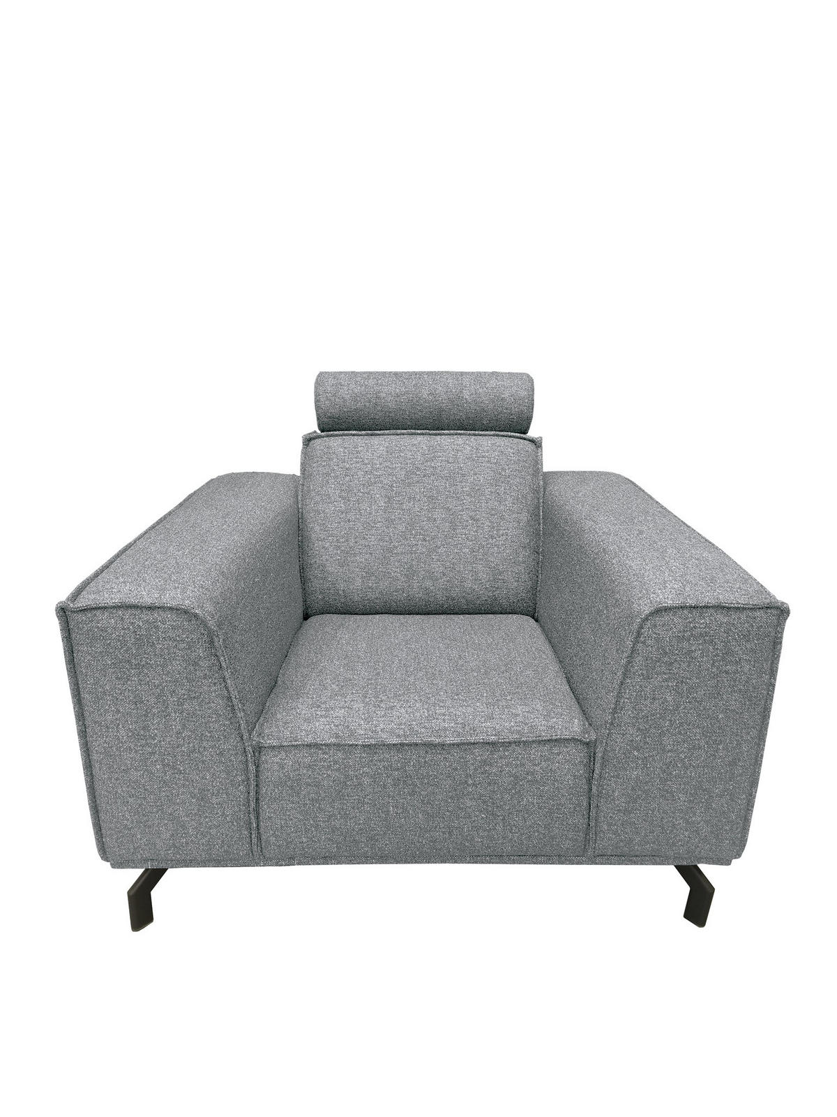 POLSTERSESSEL Selena - Hellgrau, Verstellbare Kopfstützen und Metall Füßen - Hellgrau/Schwarz, Kunststoff/Textil (109/90/95cm) - KS Home Concept