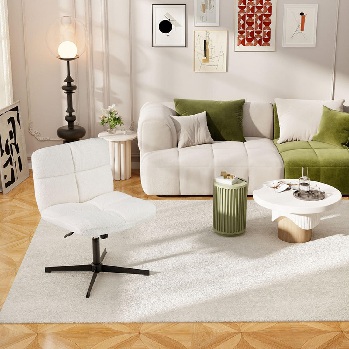 BÜROSTUHL Beige - Beige, Metall (73/78/64cm) - COSTWAY