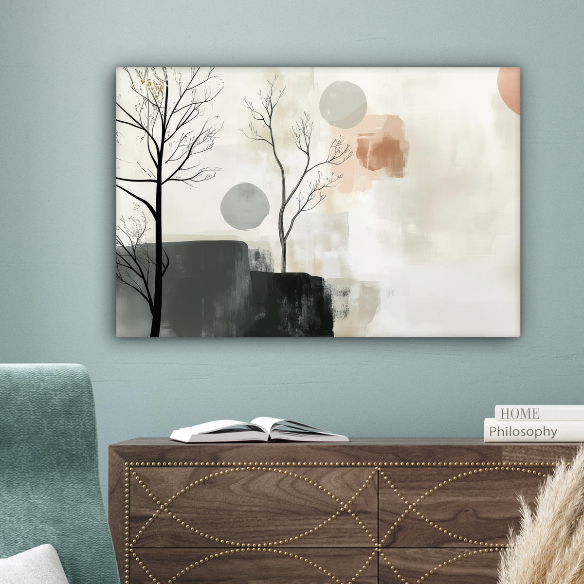 LEINWANDBILD Wabi sabi - Beige - Pflanze Wanddeko 90x60 cm - Sandfarben, Textil (90/60cm) - MuchoWow