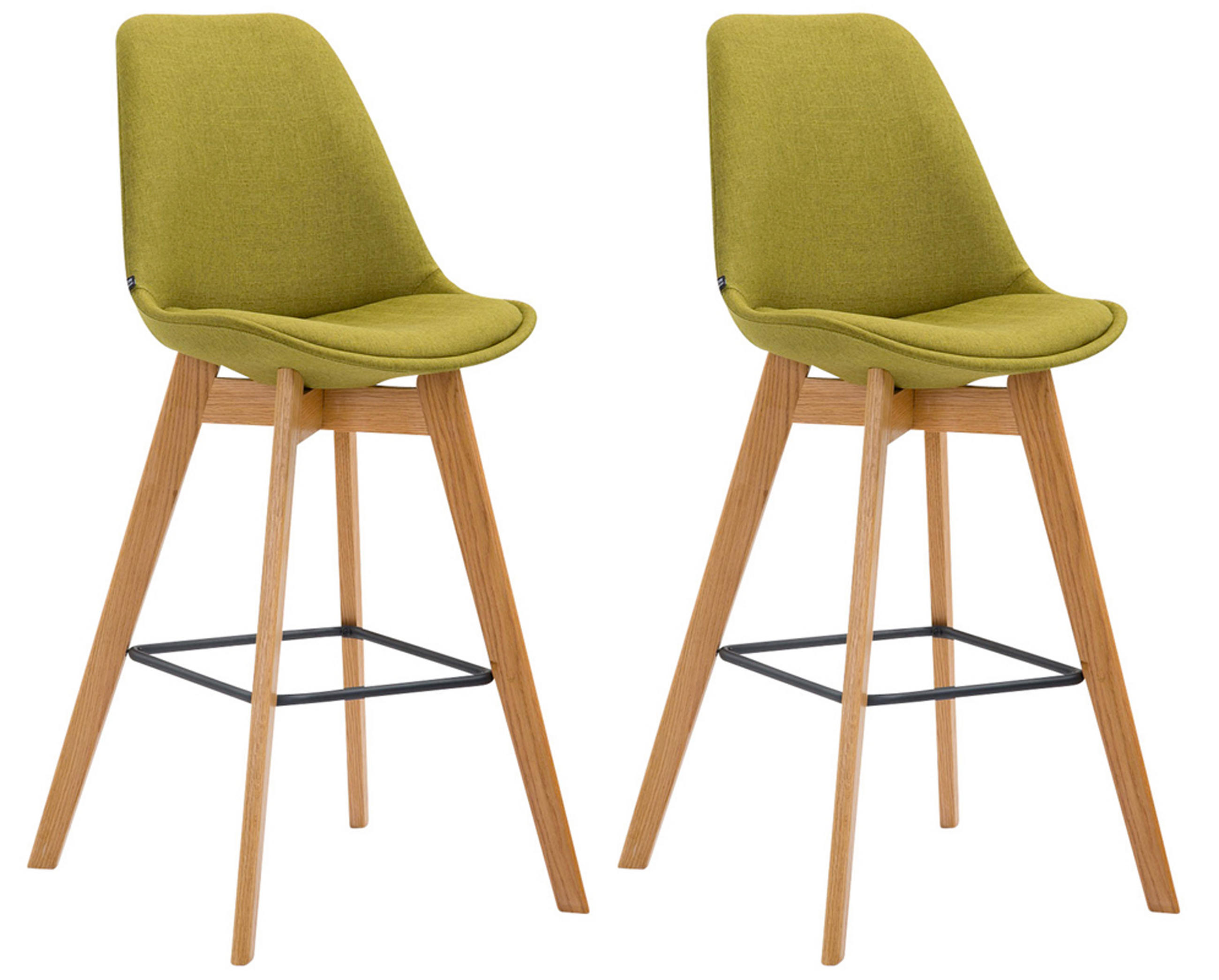 BARHOCKER 2er Set Meta Stoff natura grün - Grün, Holz/Textil (48/112/56cm) - TPFLiving