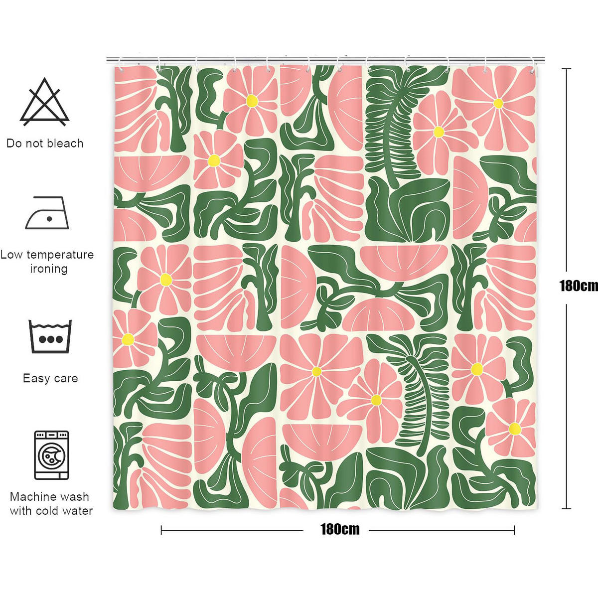 DUSCHVORHANG Boho geometrisch abstrakt floral Polyester wasserdicht mit Haken - Multicolor, Textil (180/180cm) - MCBOSON