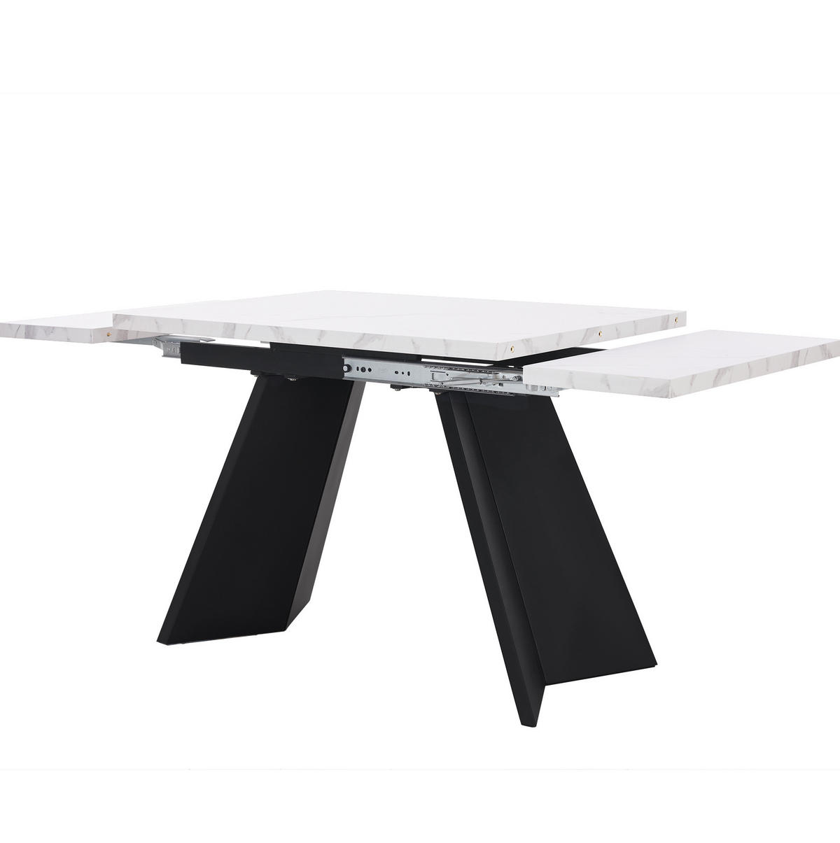 JEDÁLENSKÝ stôl 99-159/74/77 cm MDF/kov biely/čierny, rozkladací - biela, kompozitné drevo (159/74/77cm) - BEAOK