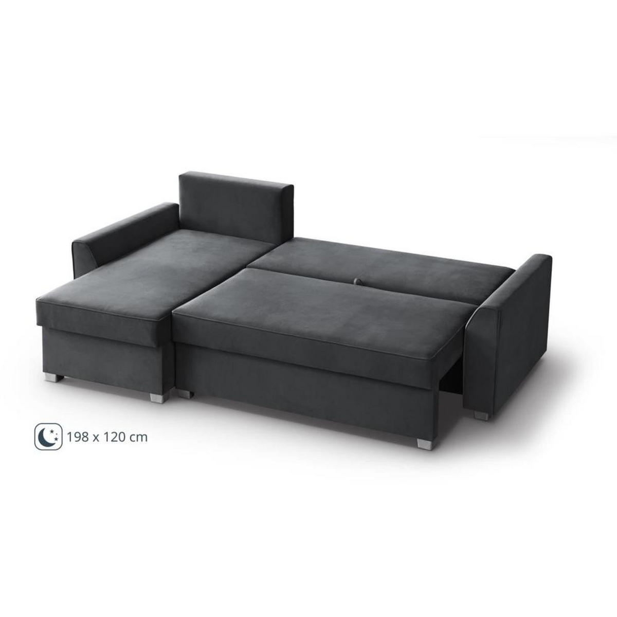 ECKSCHLAFSOFA Teramo dunkelgrau - Dunkelgrau/Schwarz, Kunststoff/Textil (235/150cm) - Beautysofa
