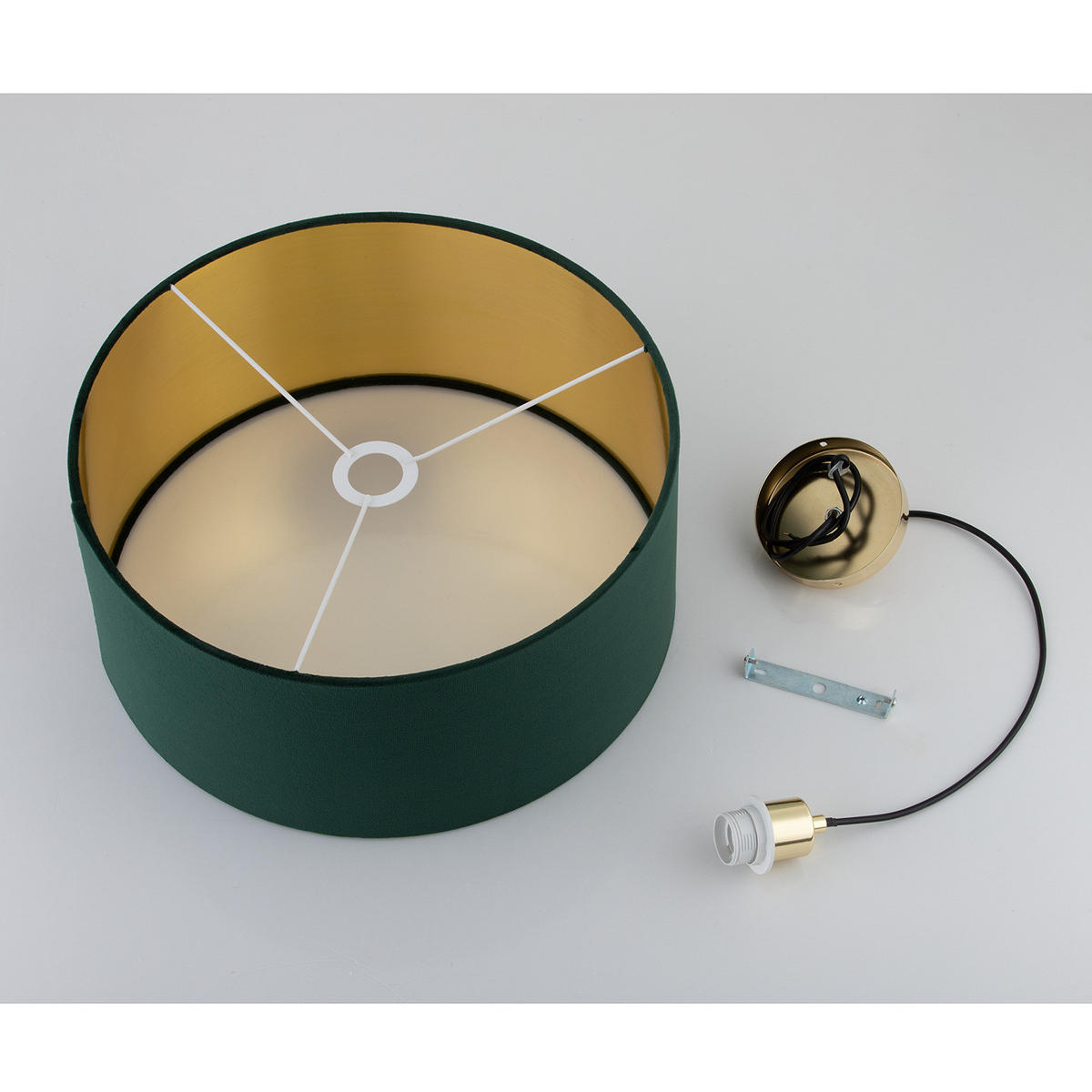 PENDELLEUCHTE - Samt / Metall, 1-flammig - Grün, Metall (45/45/125cm) - home24