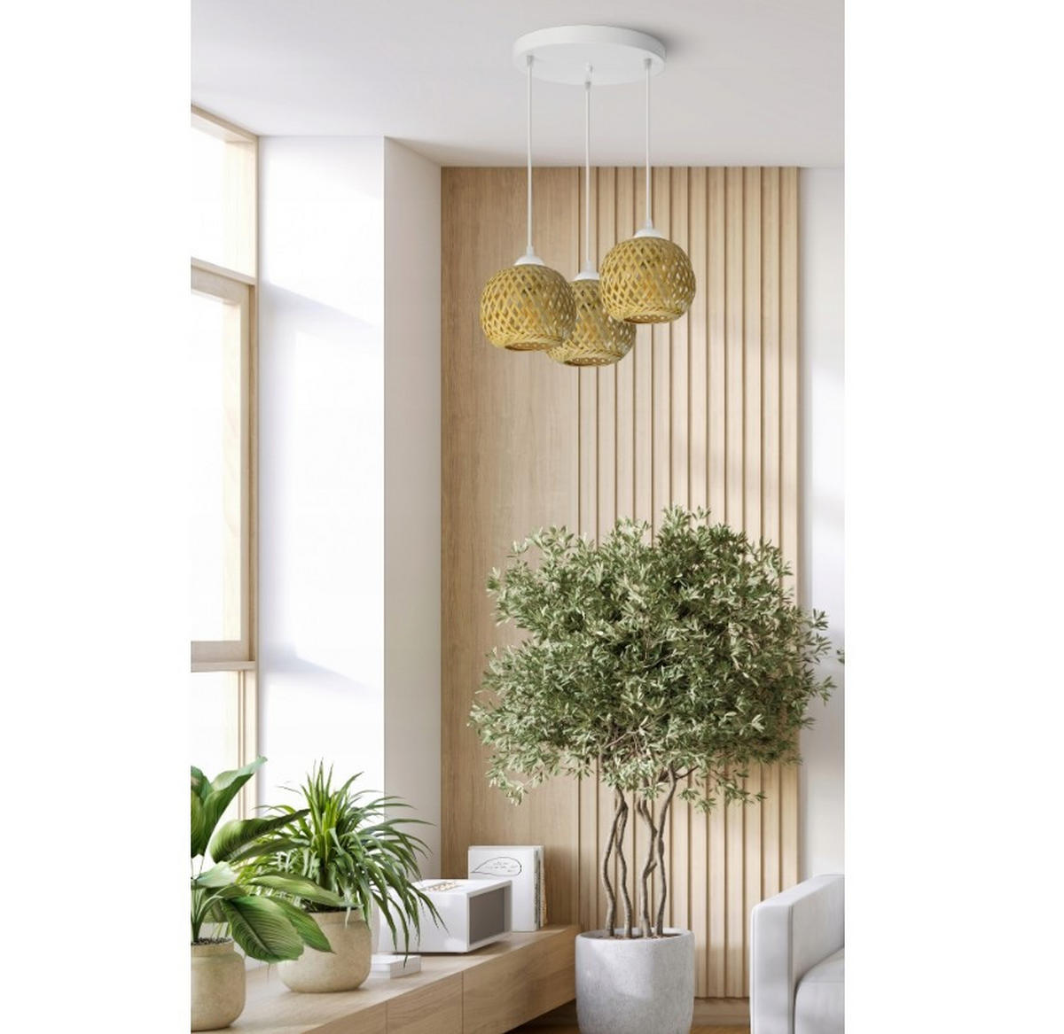 PENDELLEUCHTE BOHO - Beige/Weiß, Glas/Metall (15/34/100cm) - kiki design