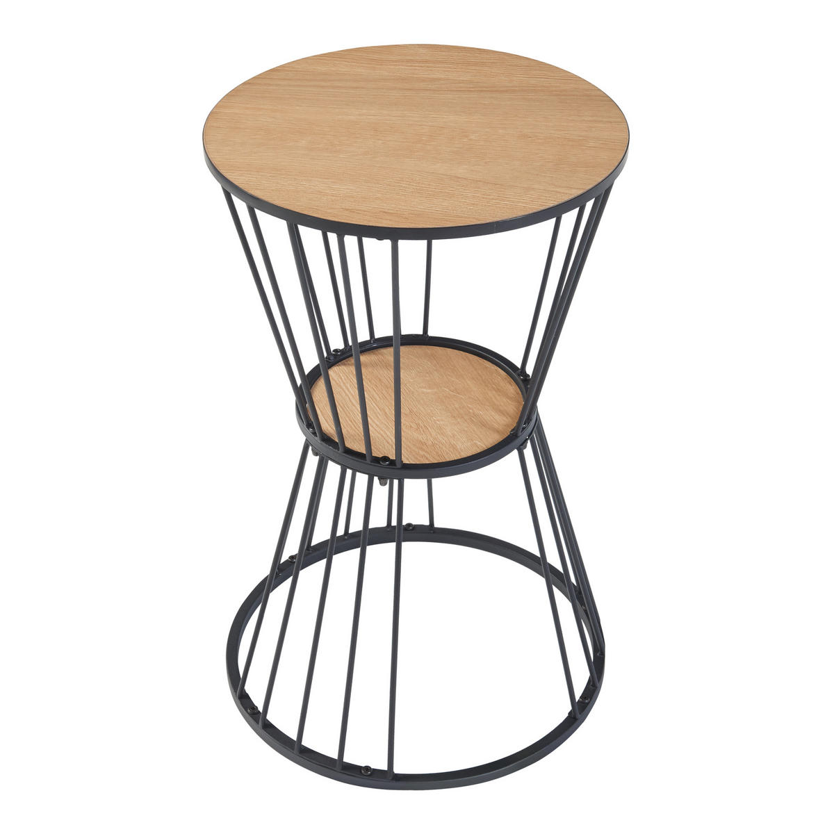 BEISTELLTISCH Fossbergom - Eichefarben/Schwarz, Holzwerkstoff/Metall (40/40/62cm) - [en.casa]