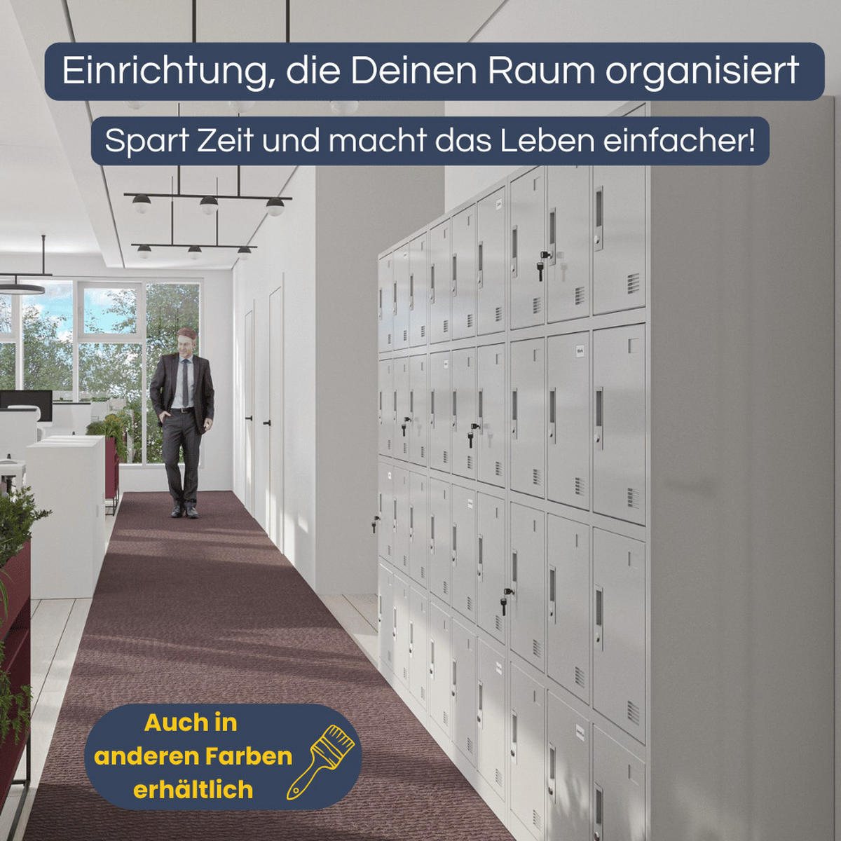 SCHLIESSFACHSCHRANK Spind BERN 12 Fächer185x90x40cm Anthrazit - Anthrazit, Metall (90/185/40cm) - DELUKE