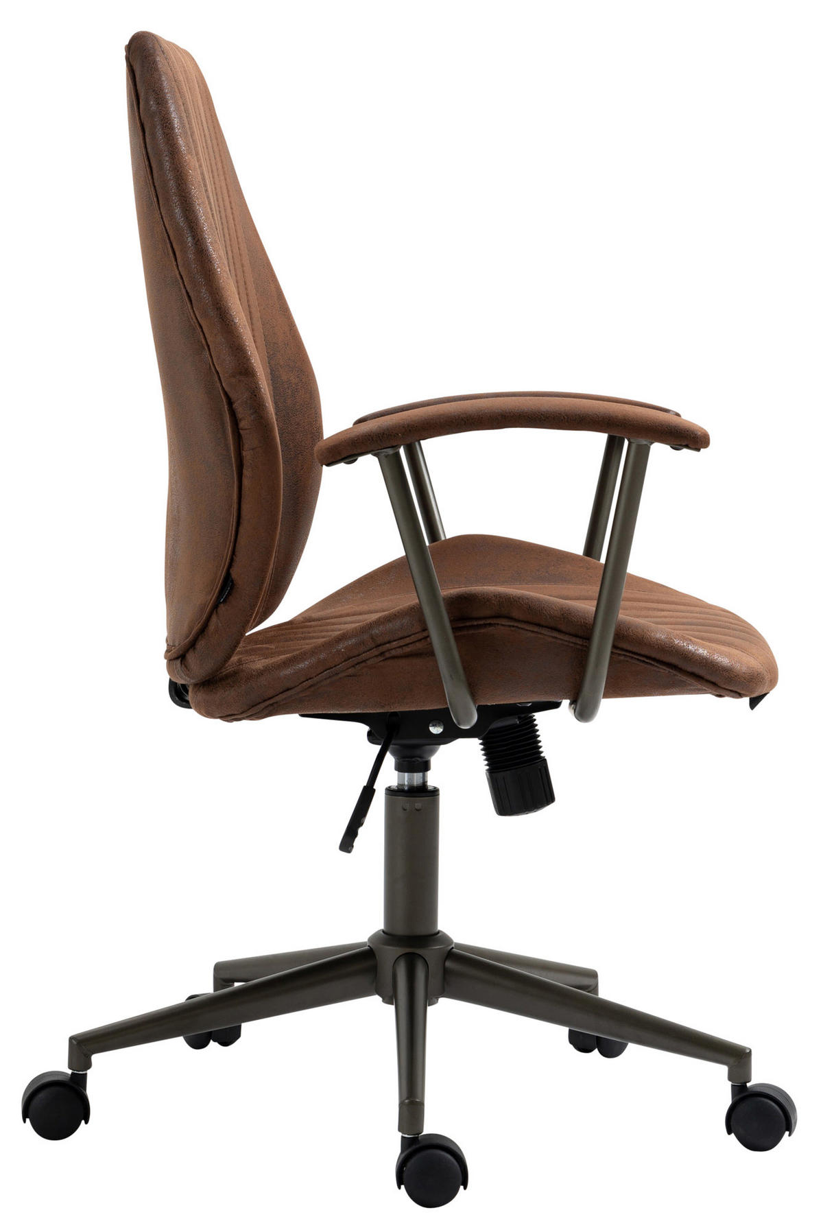 DREHSTUHL Lederlook cognac - Cognac/Schwarz, Textil/Metall (69/97/61cm) - CLP
