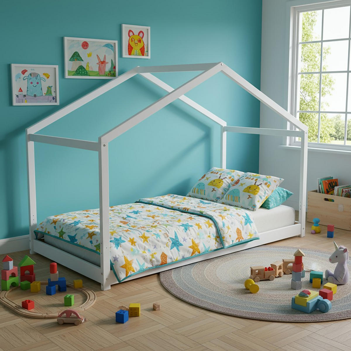 HAUSBETT KOALA MIT LATTENROST/ Kinderbett 90x190 - Weiß - Weiß, Holz (90/190cm) - Weber Industries