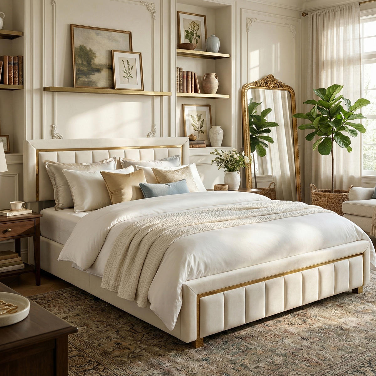 POLSTERBETT Eleganz 160/200 cm mit Bettkasten & Edelstahlrahmen Samtoptik Beige - Beige, Textil (160/200cm) - Creahappy
