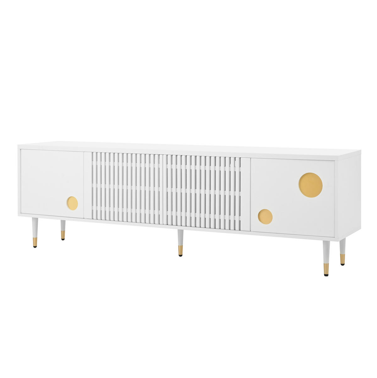 TV-SCHRANK aus MDF 170x36x54 cm Weiß mit Kabelmanagement, verstellbaren Füßen und Kippschutz - Weiß, Holzwerkstoff (170/54/36cm) - Modfu