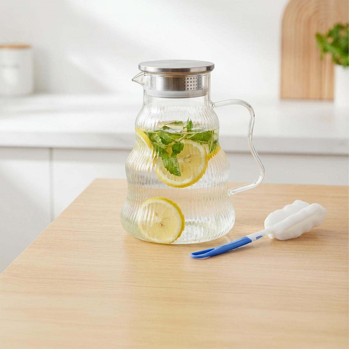 GLASKARAFFE - Transparent, Glas/Kunststoff (1.688L) - Relaxdays