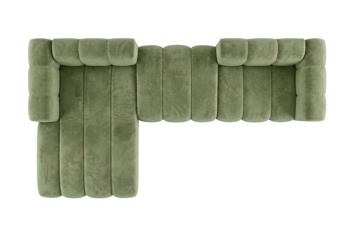ECKSOFA Modulares In L-Form, Velvet-Stoff Riviera, Olive, Links, GRAND 319 cm - Olivgrün, Holz (319/175cm) - Kaiser Möbel