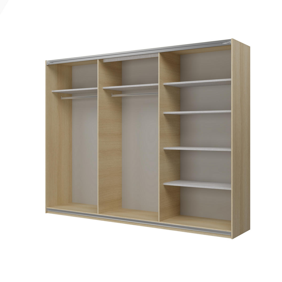SCHWEBETÜRENSCHRANK LUBERO 270/210/60 cm 3-türig Eiche Lindberg - Eichefarben, Holzwerkstoff (270/210/60cm) - MASSENO