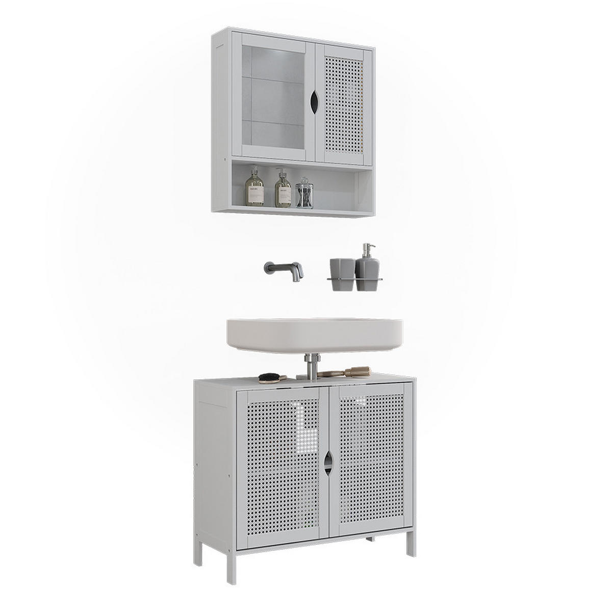 BADMÖBEL-SET Liora, Weiß, 2 Teile - Weiß, Holzwerkstoff (68/60/29cm) - Vicco
