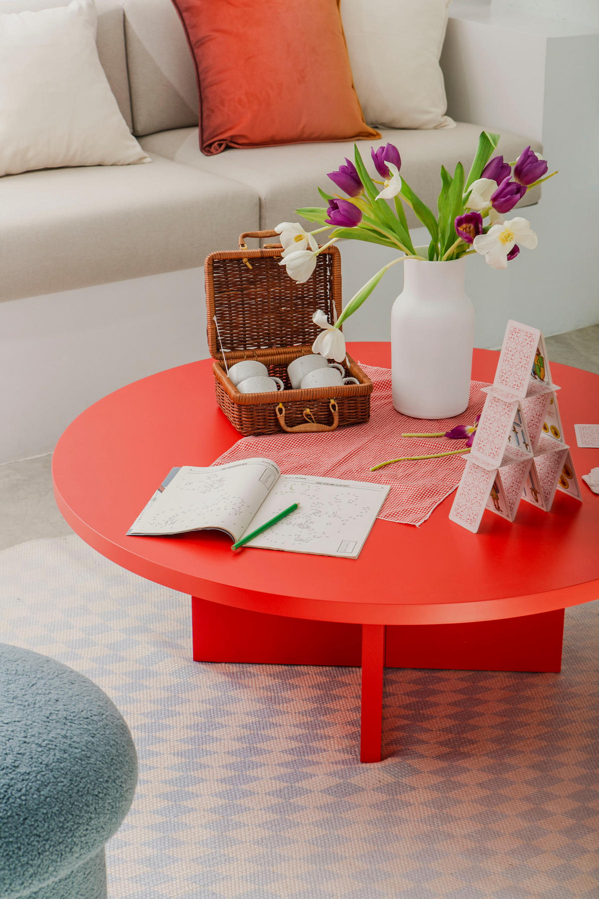 COUCHTISCH Runder, mit laminiertem 3 cm stark, Rot Llama, 100 cm - Rot, Holzwerkstoff (100/100/42cm) - RNT By Really Nice Things