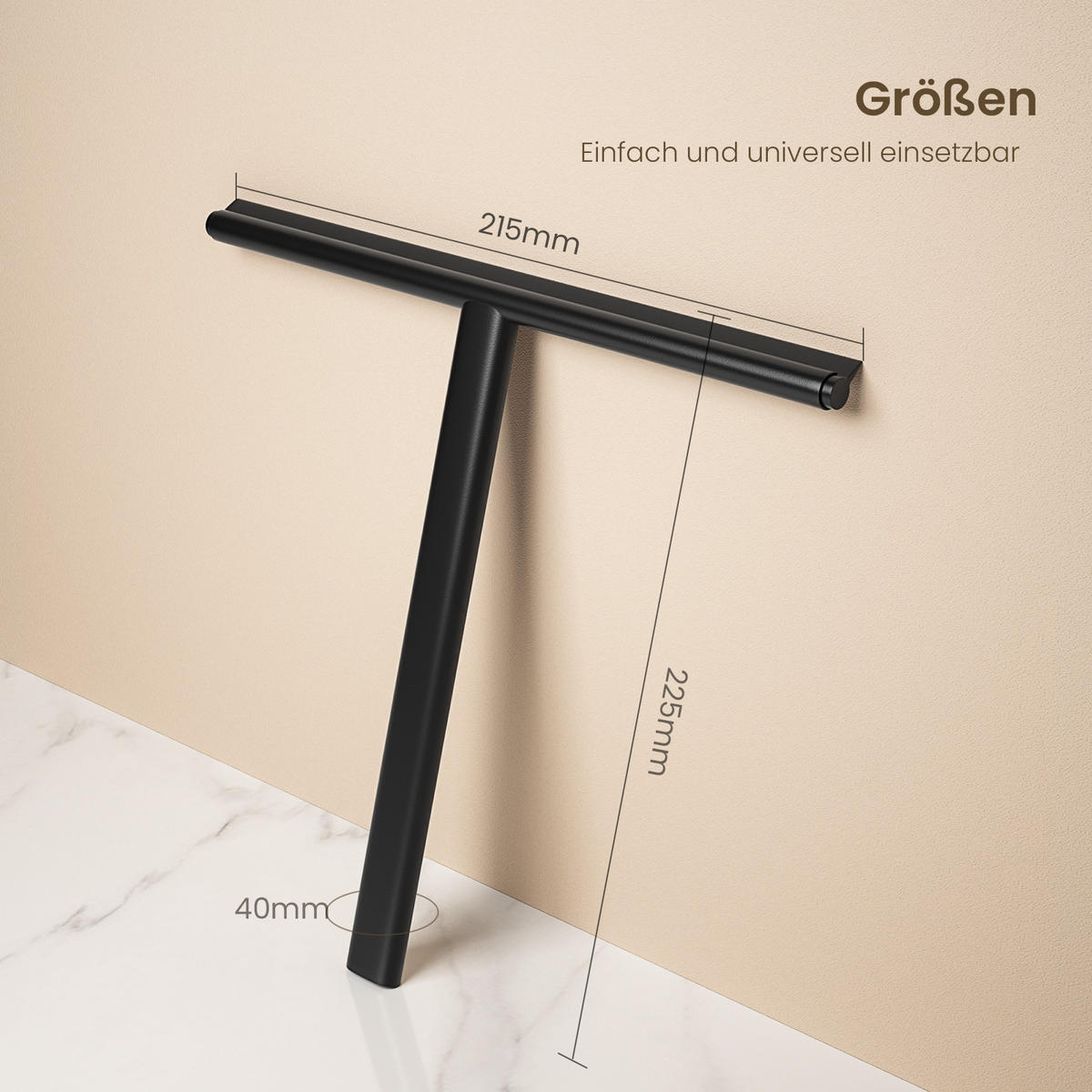 DUSCHABZIEHER mit Doppelhaken 21,5/22,5 cm - Schwarz, Kunststoff (21/22/4cm) - EMKE