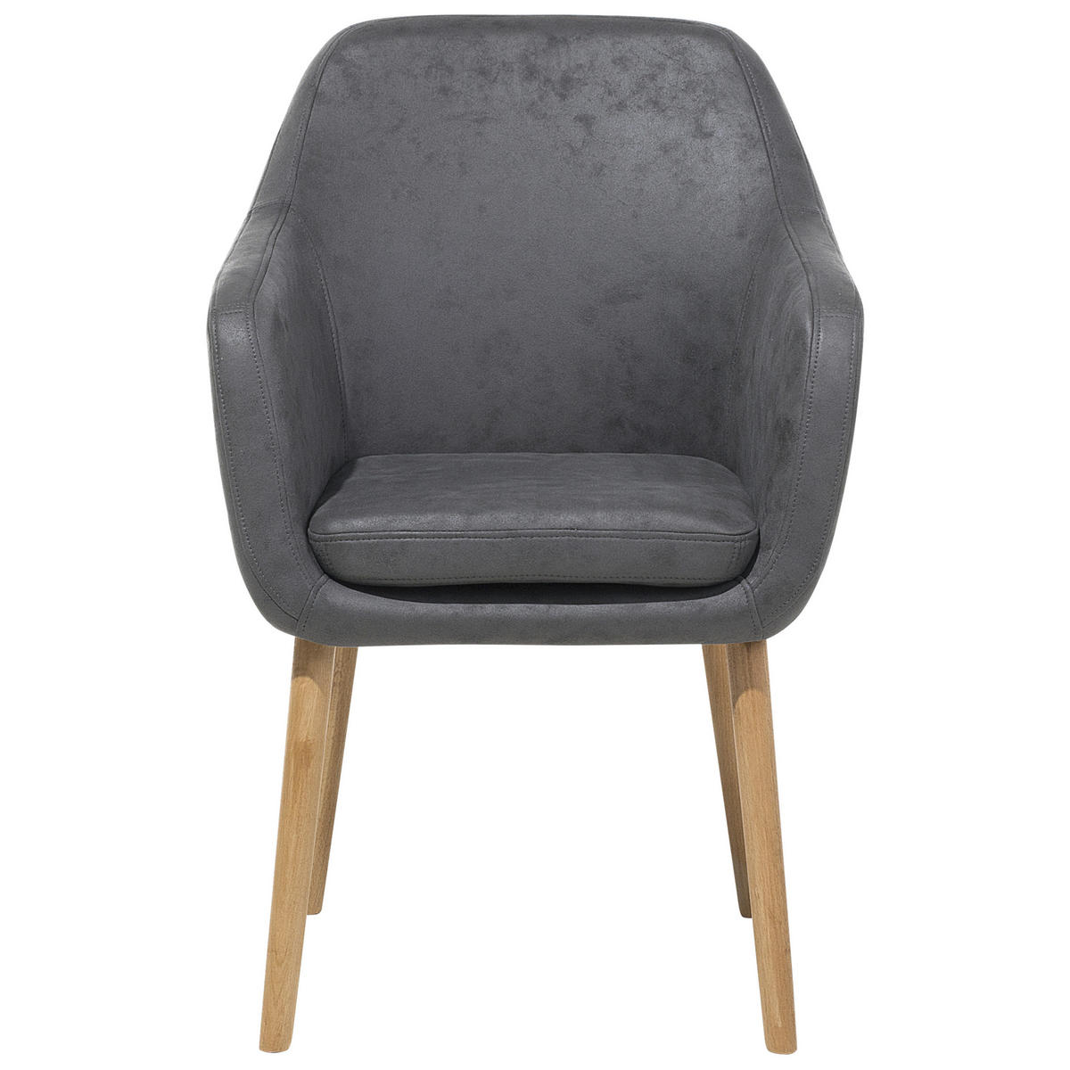ESSZIMMERSTUHL Kunstleder Grau Yorkville - Grau, Holz/Textil (56/82/46cm) - Beliani