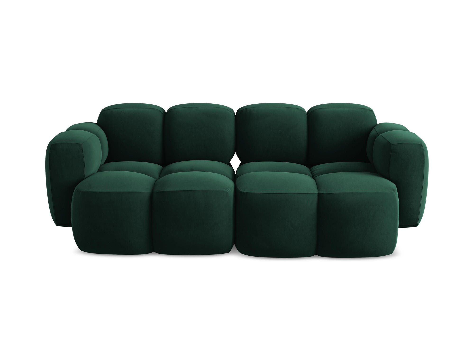 2-SITZER SOFA Samt Stoff Grün - Dunkelgrün/Schwarz, Holzwerkstoff/Kunststoff (210/72/115cm) - Makamii