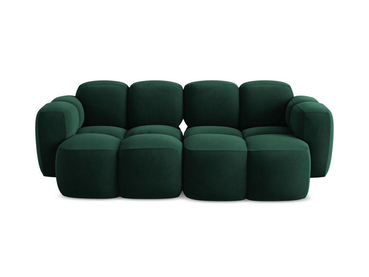 2-SITZER SOFA Samt Stoff Grün - Dunkelgrün/Schwarz, Holzwerkstoff/Kunststoff (210/72/115cm) - Makamii