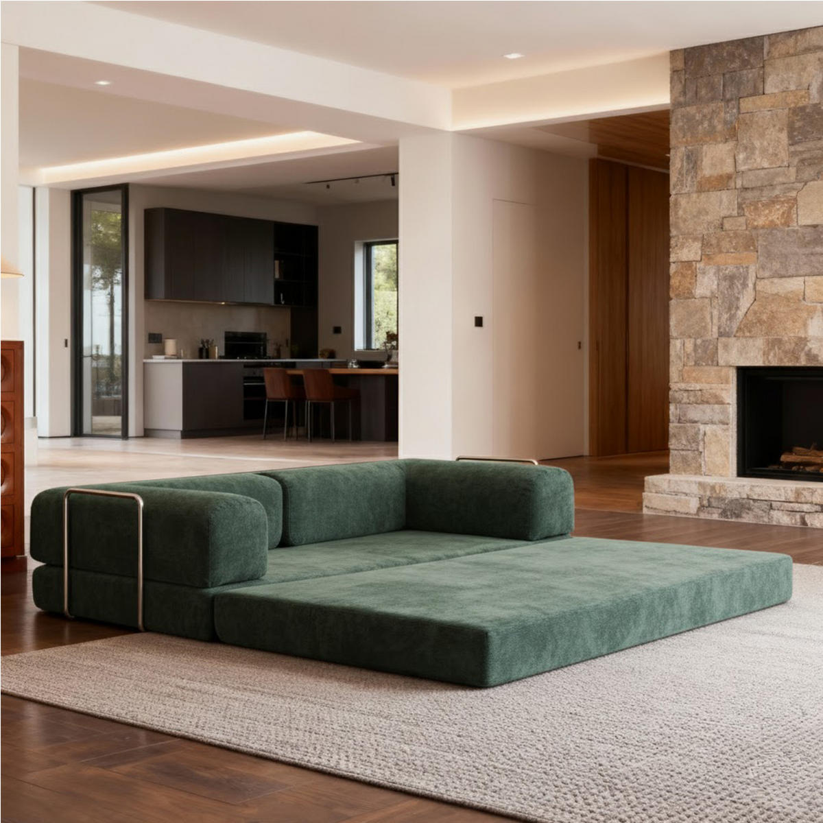 SCHLAFSOFA Kaia Salbei Weiß Samt - Salbeigrün, Textil (180/70/100cm) - COCO Living