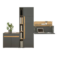 AKTENSCHRANK Set 4-teilig grau matt, Eiche Wotan 250 cm, Büromöbelkombination mit Sekretär und viel Stauraum - Eiche Wotan/Schwarz, Holzwerkstoff/Kunststoff (250/200/40cm) - Furn.Design