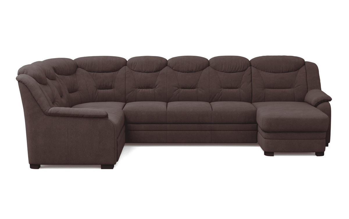 WOHNLANDSCHAFT mit Schlaffunktion und Bettkasten – weiches Chenille-Gewebe - Dunkelbraun/Schwarz, Holz/Kunststoff (330/99/211cm) - Cotta