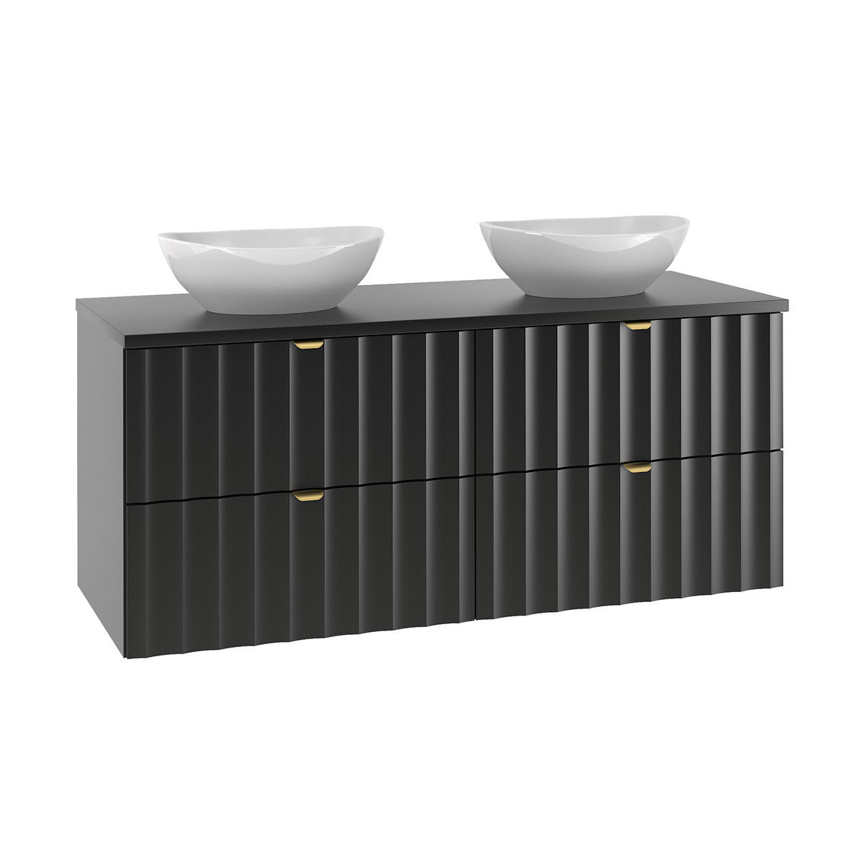 DOPPELWASCHTISCH 120.6cm Lexa Schwarz - Schwarz, Holzwerkstoff (120.6/52.2/46.5cm) - Petits-meubles