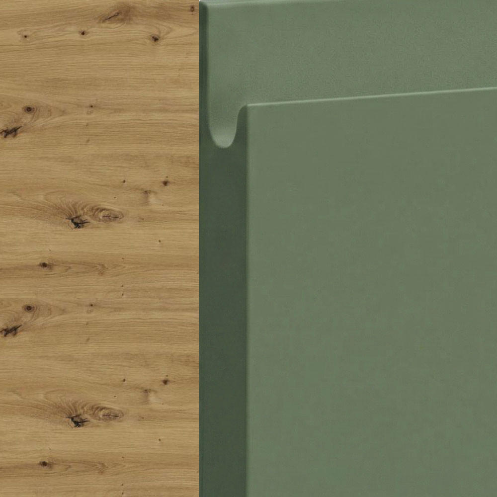 HÄNGESCHRANK Florence W2/50 Eiche Artisan / RAL 6013 schilfgrün matt 50 / 32,5 / 72cm - Türanschlag rechts - Eiche Artisan/Grün, Holz/Holzwerkstoff (50/72/32.5cm) - Feldmann-Wohnen