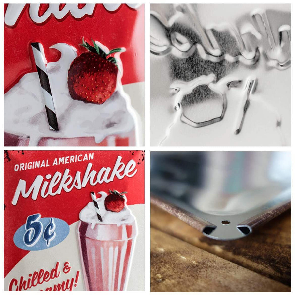 BLECHSCHILD 20/30 cm USA Milkshake - Multicolor, Metall (20/30/0.2cm) - Nostalgic-Art