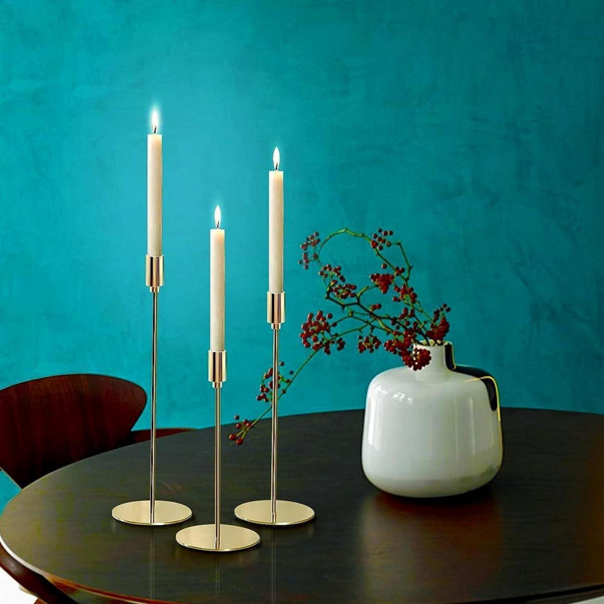 KERZENSTÄNDER 3-teiliges Set Gold 24 cm - 34 cm - Goldfarben, Metall (2/20/5cm)