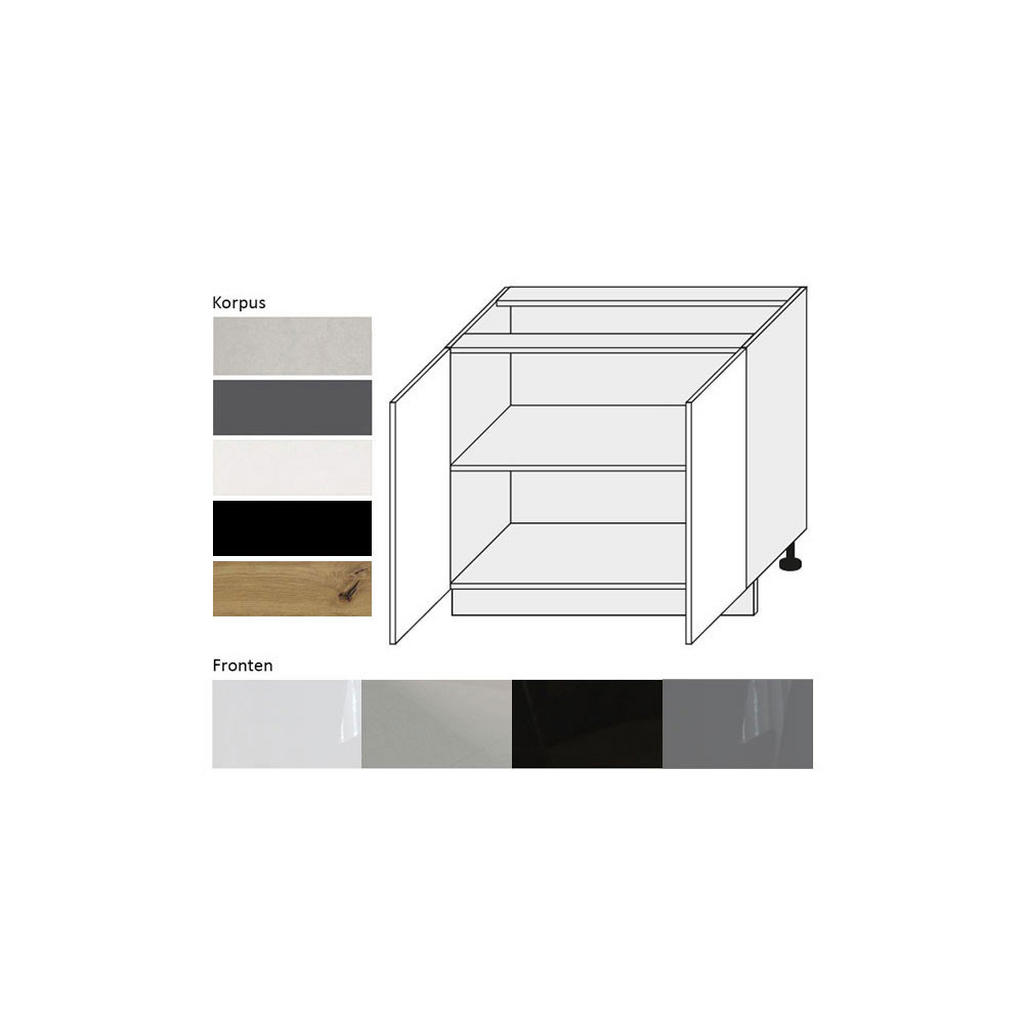 Thumbnail - Feldmann-Wohnen Küchenunterschrank, Grau, Grau, Holz, 90x82x50 cm, Küchen, Küchenmöbel, Küchenschränke, Küchenunterschrä...