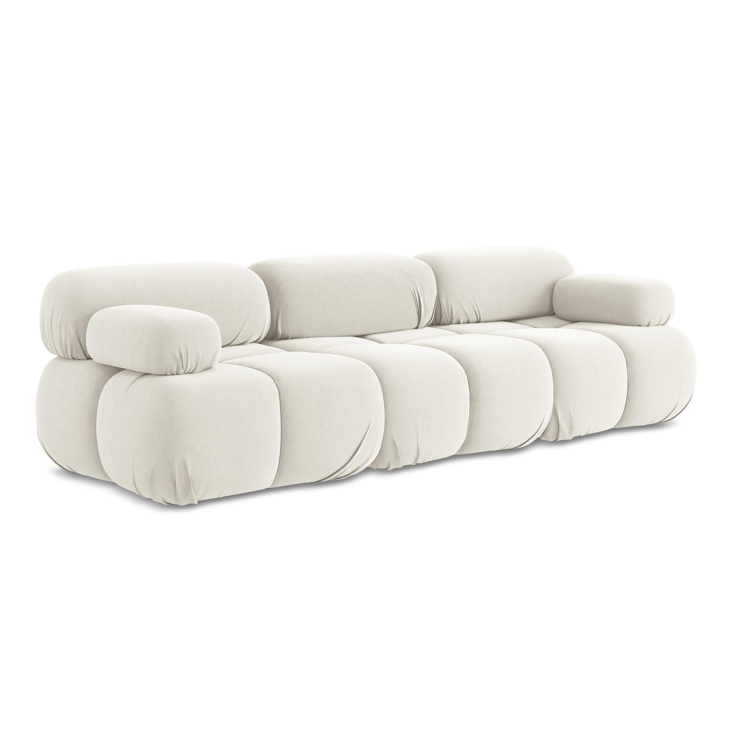 3-SITZER SOFA Samt Stoff Beige - Beige/Creme, Kunststoff/Textil (285/70/96cm) - LaMiaSofa