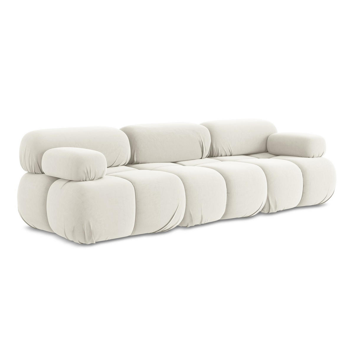 3-SITZER SOFA Samt Stoff Beige - Beige/Creme, Kunststoff/Textil (285/70/96cm) - LaMiaSofa