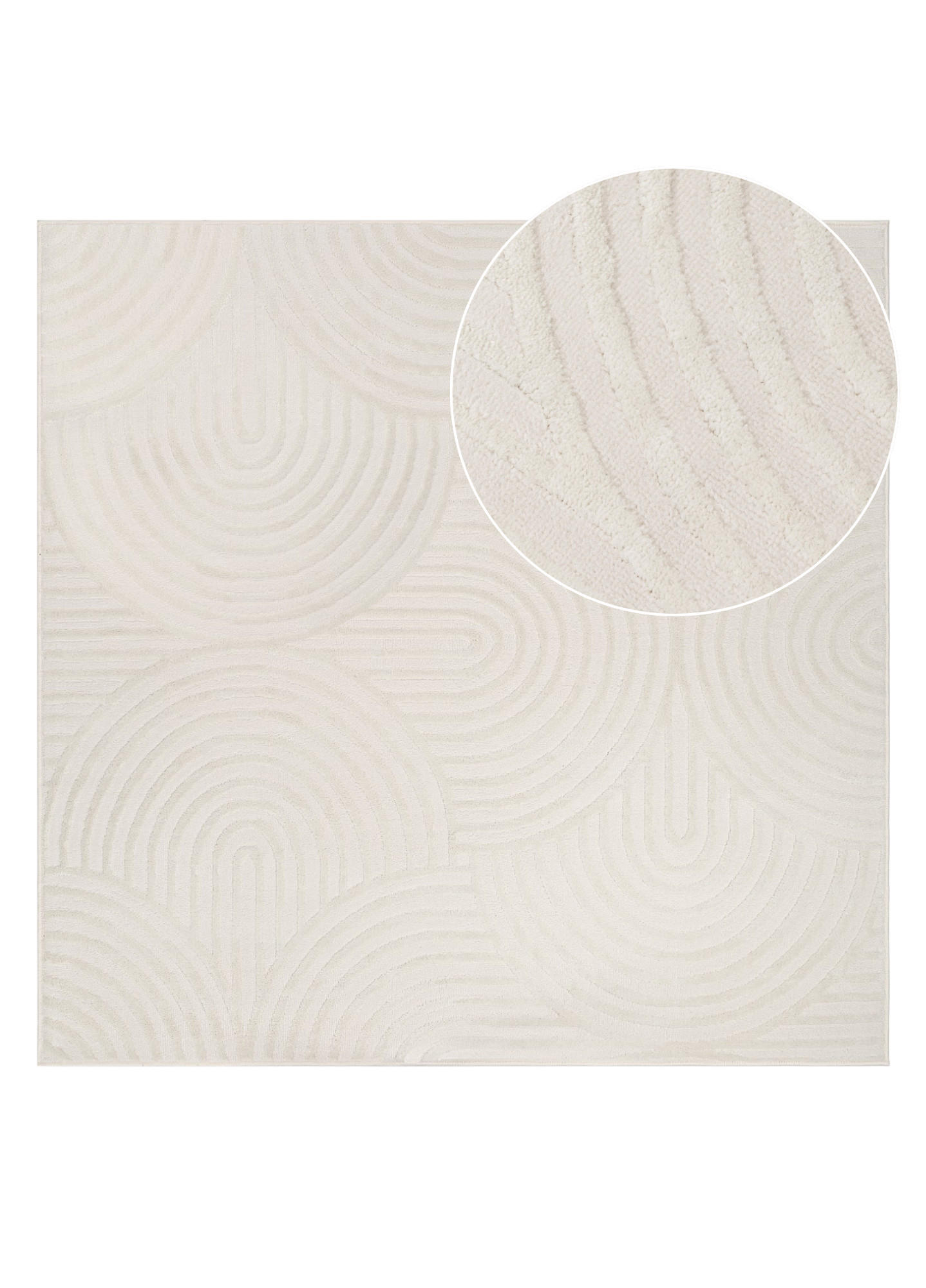 TEPPICH HYGGE Cremeweiß Quadrat 200/200 cm - Creme, Textil (200/200cm) - Tapiso