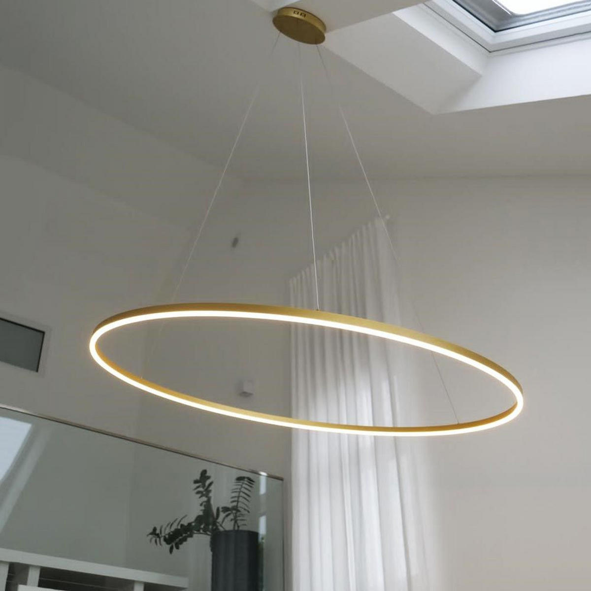LED-HÄNGELAMPE Gold Ø 150cm - Goldfarben, Metall (150/1.3/3.3cm) - s.luce
