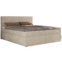 BOXBETT AVERTA 160/200 - Beige Schenille glatt - H3 - Beige, Textil (160/200cm) - MKS
