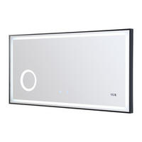 BADEZIMMERSPIEGEL rechteckig mit Digitaluhr beleuchtet - 120 x 60 cm - AITANA - Schwarz, Glas (120/60/4.05cm) - Vente-Unique