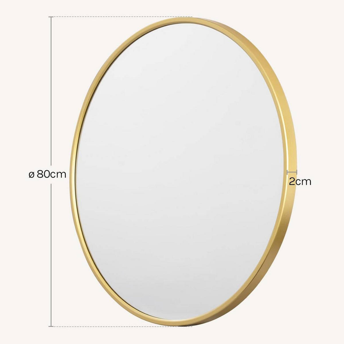 WANDSPIEGEL rund, φ 80cm, Golden - Goldfarben, Glas/Holzwerkstoff (80/80/2cm) - Woltu
