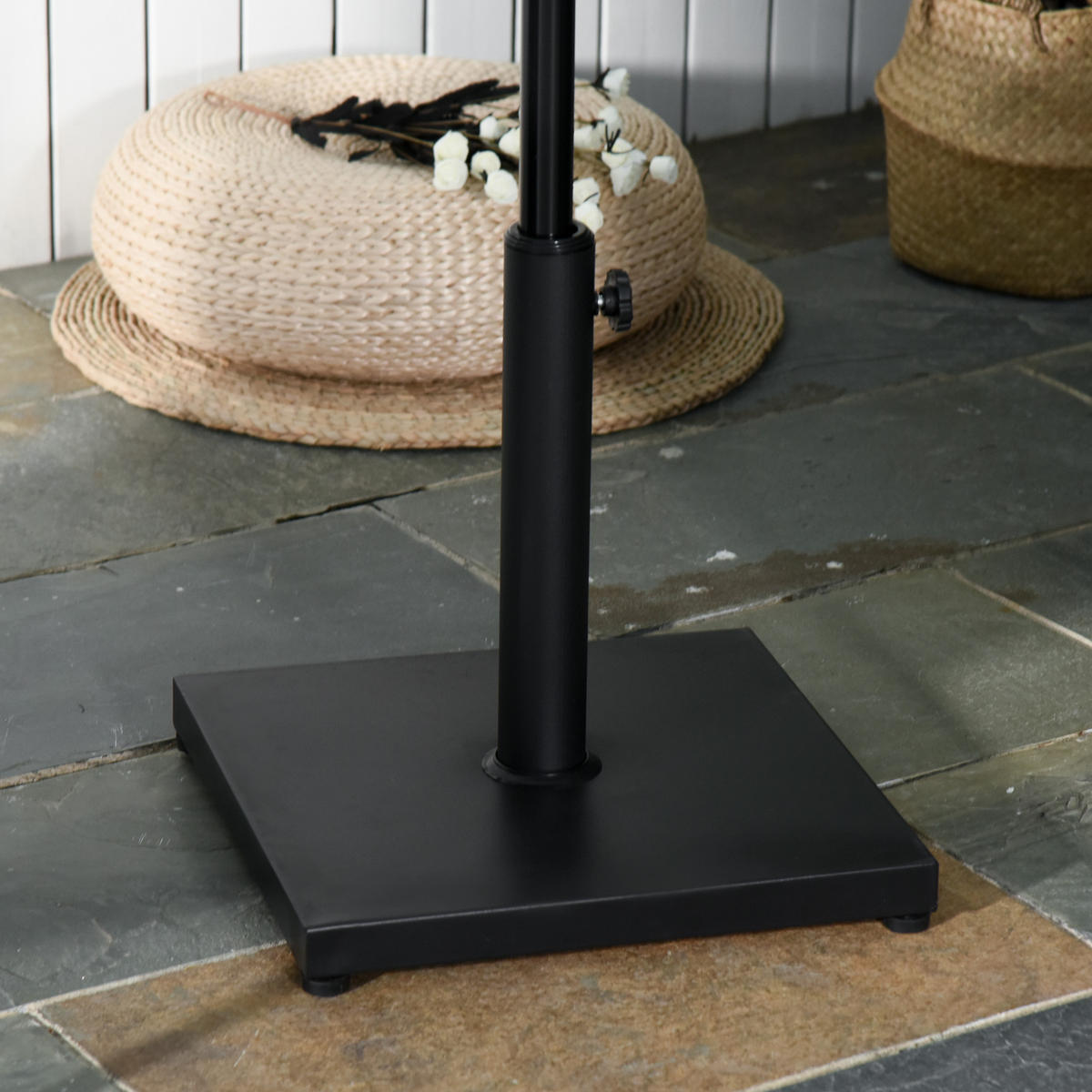 SONNENSCHIRMSTÄNDER Schwarz 40/40/43 cm - Schwarz, Metall (40/40cm) - PANGIVO