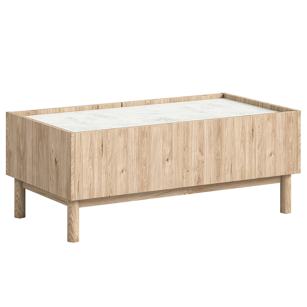 COUCHTISCH - Marmor Weiß Dekor / Eiche Hickory Dekor - Weiß, Holzwerkstoff (54/100/40cm) - home24