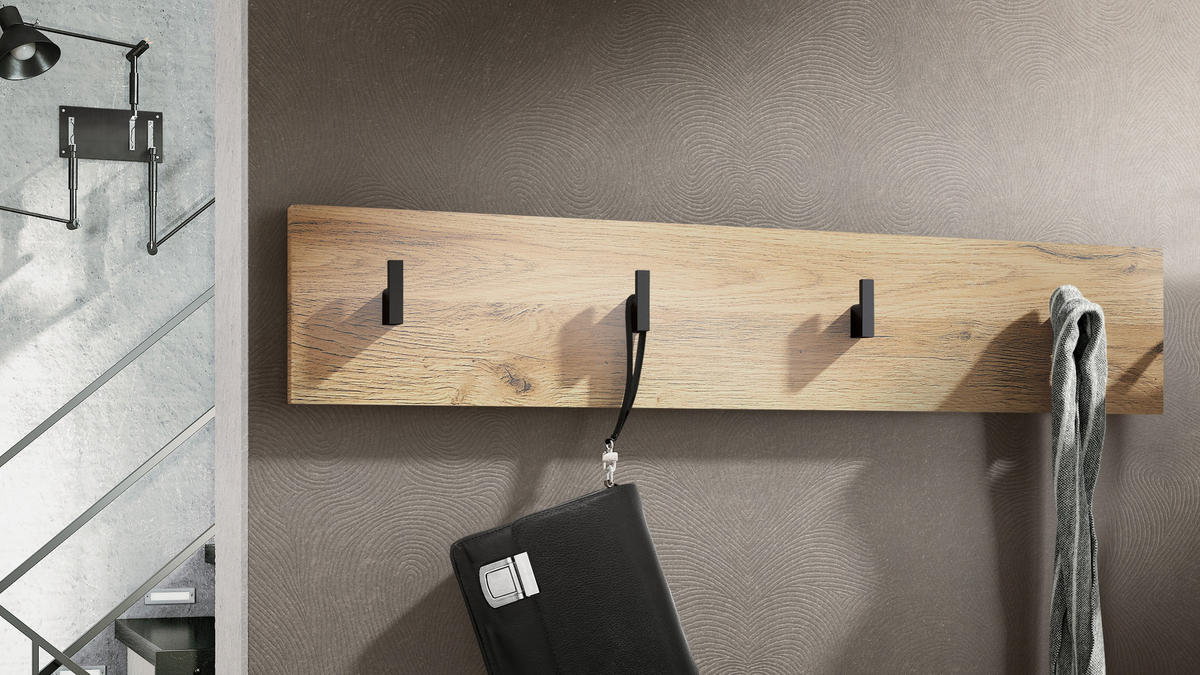 GARDEROBENPANEEL Linea Eiche Natur - Eichefarben, Holzwerkstoff (72.5/14.5/3.5cm) - Vladon