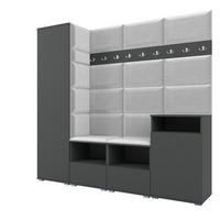 GARDEROBE NELA X 200 cm (Modulare Flurmöbel Graphit mit Sitzpolster Hellgrau 32 Schrank + Sideboard) - Silberfarben/Hellgrau, Holz/Holzwerkstoff (200/187/40cm) - Ravio