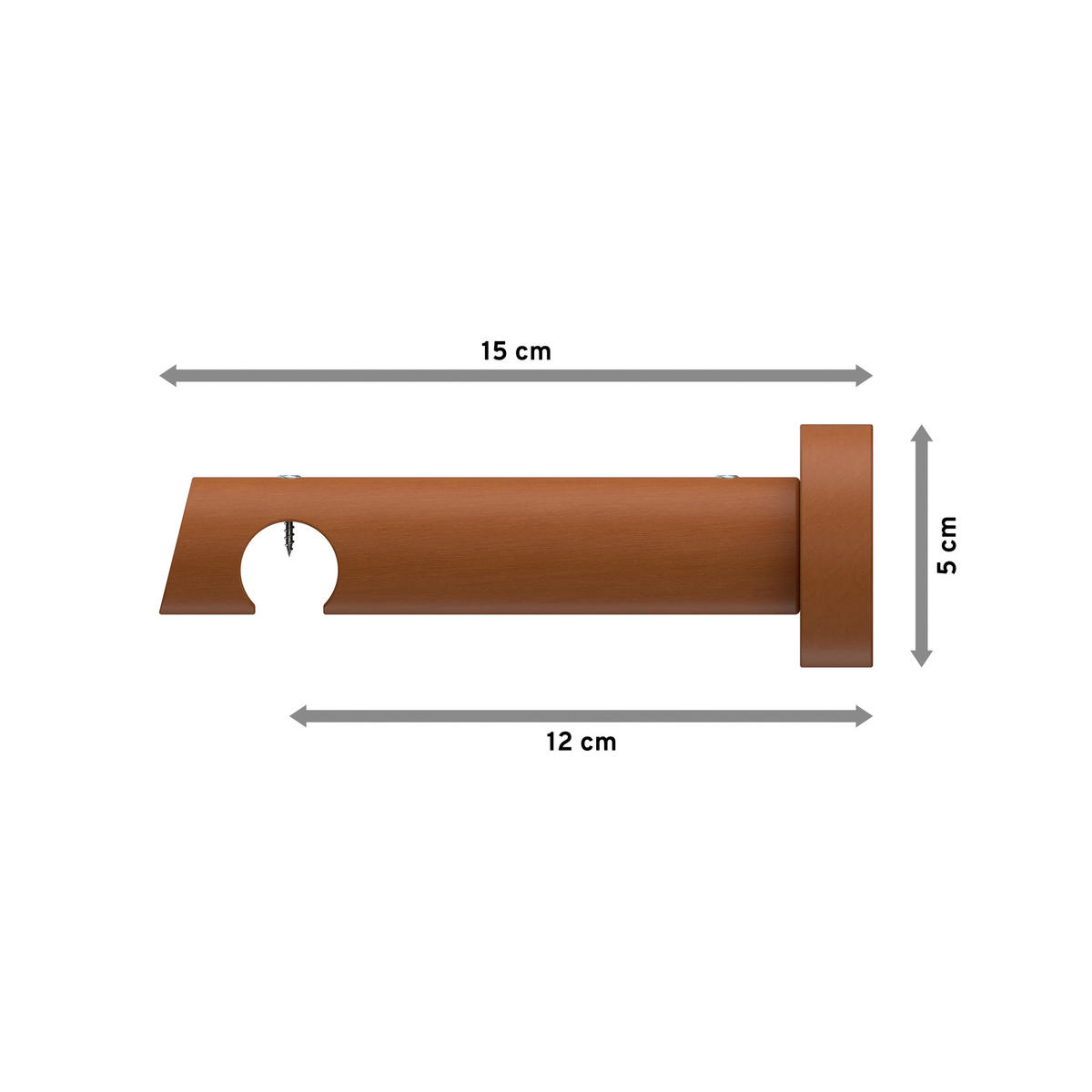 TRÄGER FÜR INNENLAUFSTANGEN 20 mm Ø, Talent 1-läufig, Kirschbaum - Kirschbaumfarben, Holz (15/5.3/5.3cm) - INTERDECO