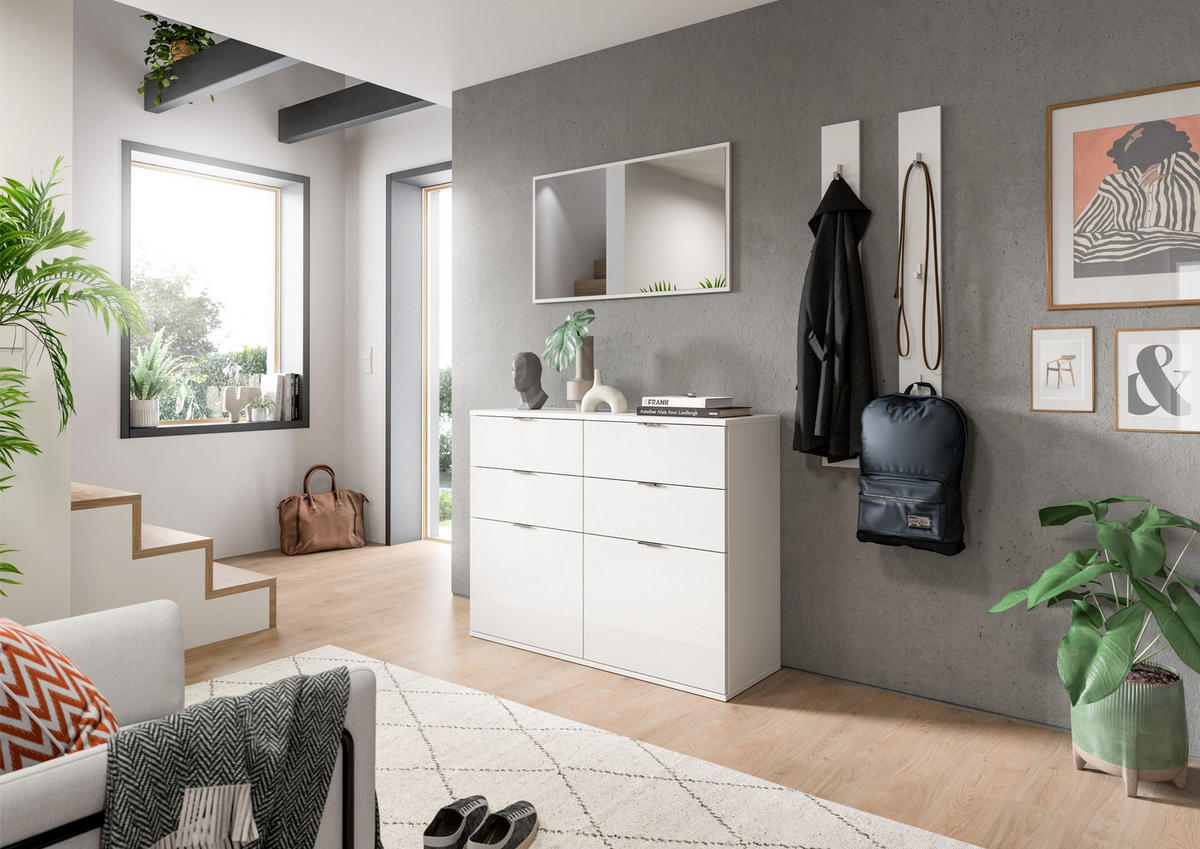 GARDEROBE Systemmöbel Projekt X 4tlg. Kombination, ca.82x191x34cm - Weiß, Holzwerkstoff (171/191/37cm)