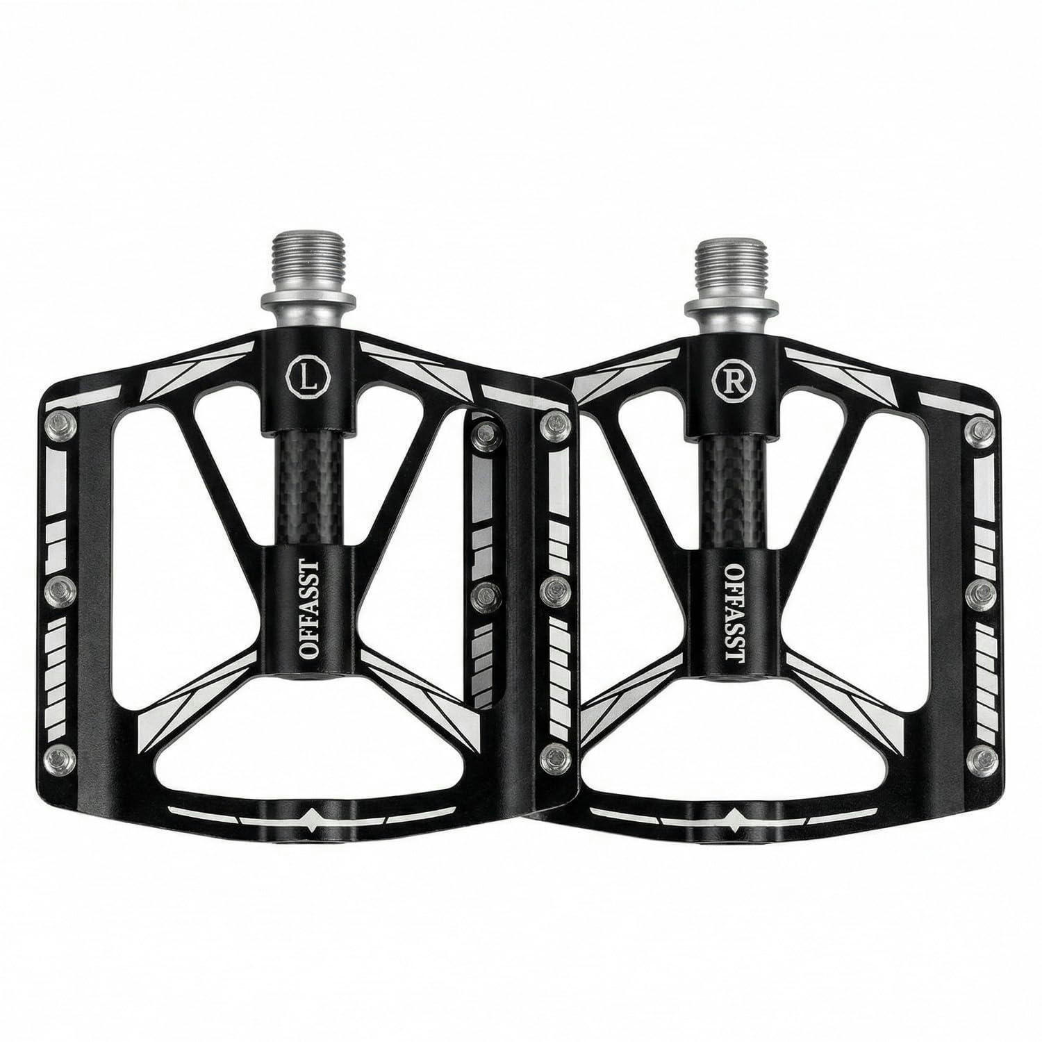 FAHRRADPEDALE Ultraleicht Carbon 283g 3-Lager CNC Aluminium 9/16" MTB Rennrad - Schwarz, Metall (10/2.1/11.1cm)
