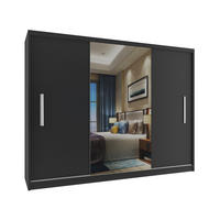 SCHWEBETÜRENSCHRANK Verona ME, Schwarz/Weiß Matt, 232 cm, mit Spiegel - Weiß, Holz (232/216/60cm) - B BELINI GROUP
