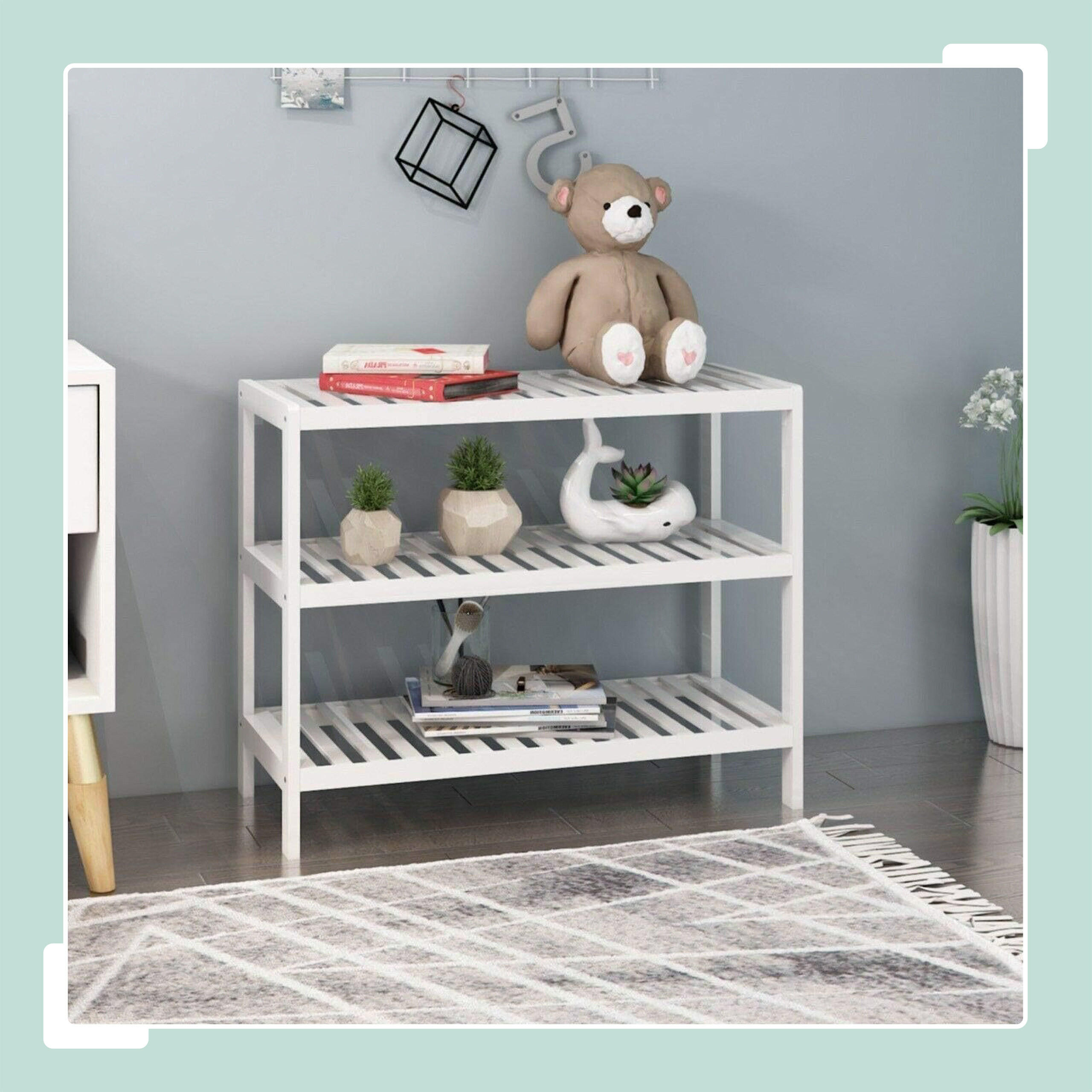 SCHUHREGAL - Weiß, Holz (70/55/26cm) - Relaxdays